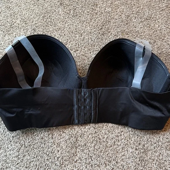 Cacique Black Strapless Bra with Sheer Straps - Picture 3 of 6